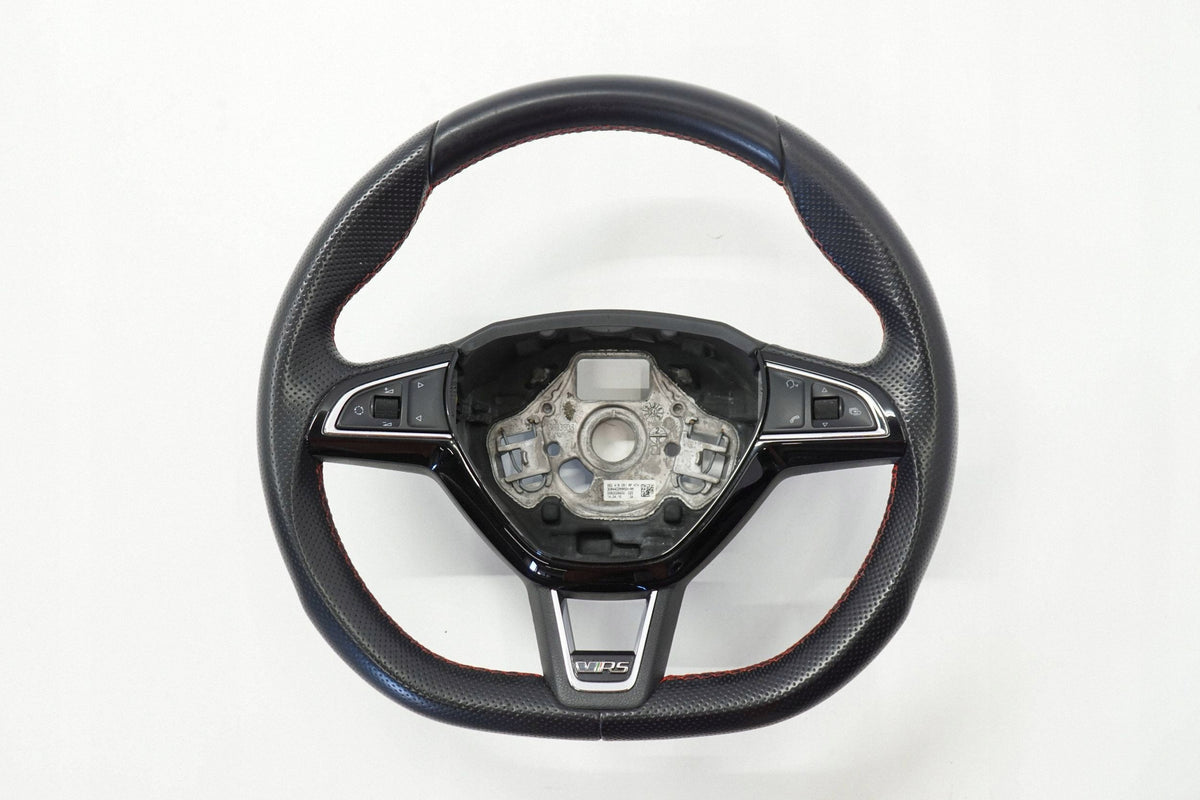 SKODA OCTAVIA III RS 14R STEERING WHEEL LEATHER MULTI BLACK 5E0419091AP