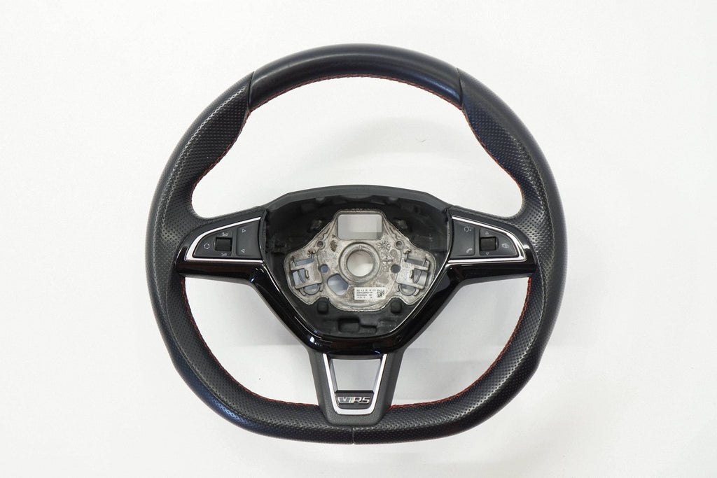 SKODA OCTAVIA III RS 14R STEERING WHEEL LEATHER MULTI BLACK 5E0419091AP