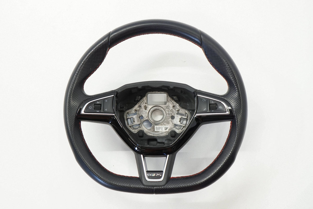 SKODA OCTAVIA III RS 14R STEERING WHEEL LEATHER MULTI BLACK 5E0419091AP