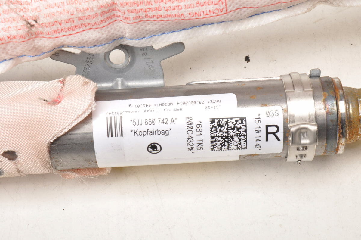 SKODA RAPID CURTAIN AIRBAG RIGHT 5JJ880742A
