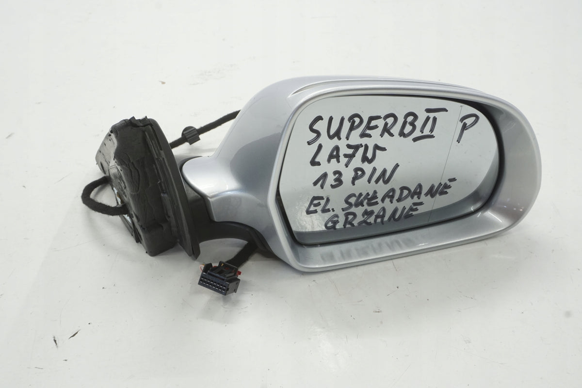 SKODA SUPERB II 08-12R MIRROR RIGHT 13PIN LA7W ANGLIK UK