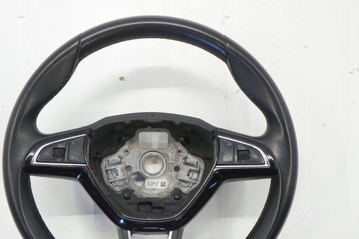 SKODA SUPERB III 15R STEERING WHEEL LEATHER MULTI BLACK 3V0419091L