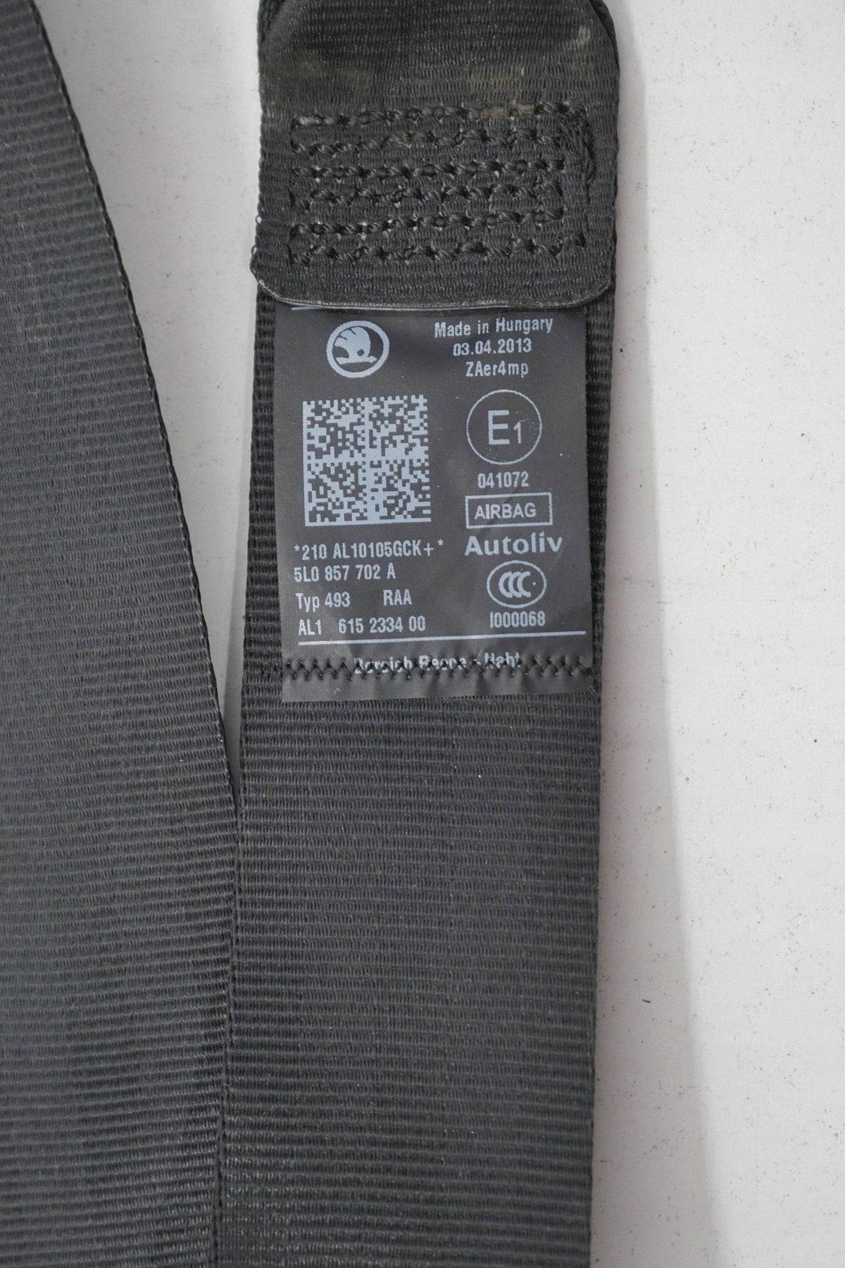 SKODA YETI 13R SEAT BELT RIGHT FRONT 5L0857702A