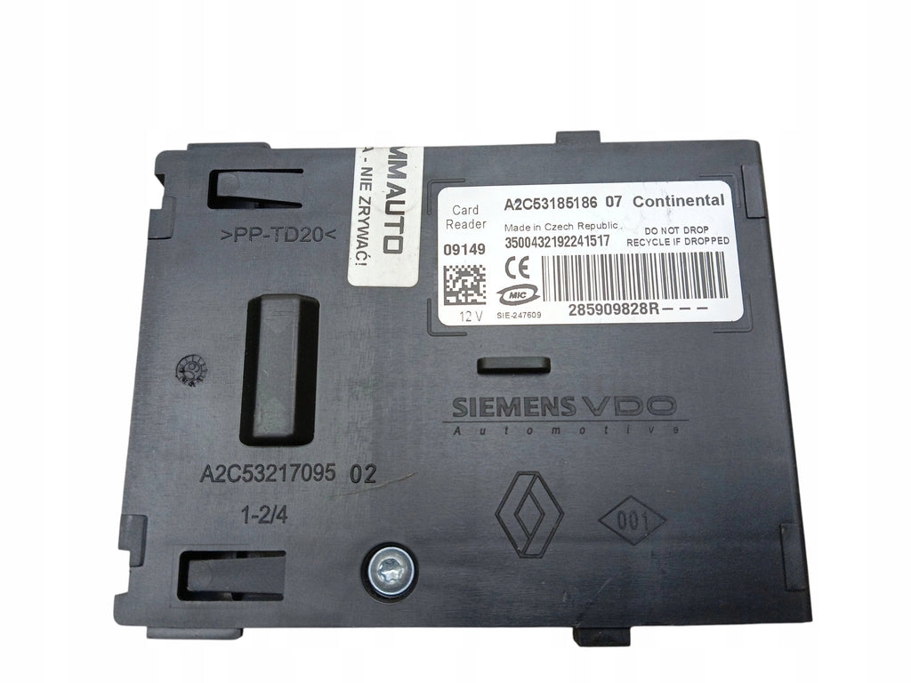 STEERING WHEEL LOCK INSERT CARD RENAULT MEGANE III 8200604932