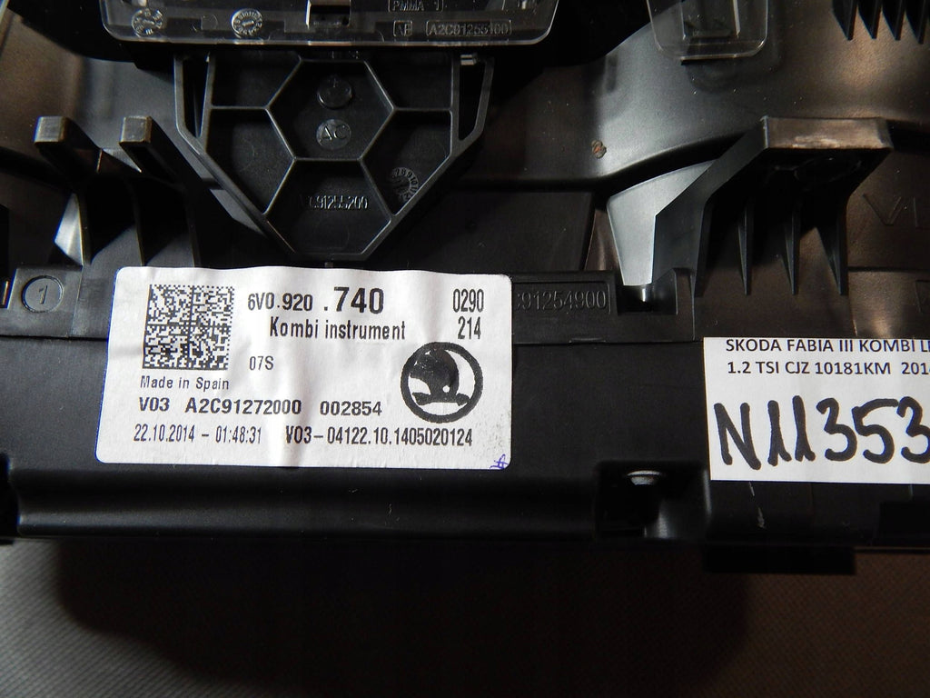 Skoda Fabia Mk3 (NJ) Counter clocks 6V0920740