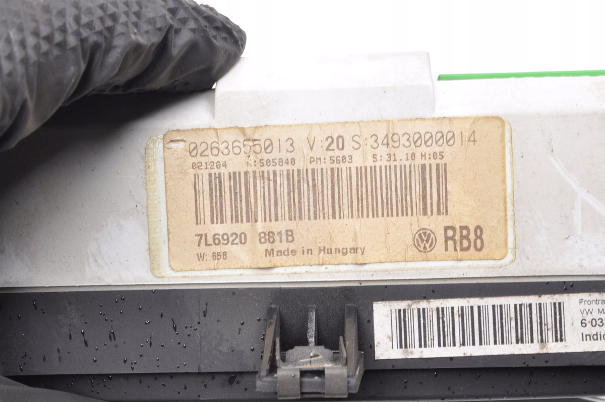 VOLKSWAGEN TOUAREG I 7L 5.0 V10 TDI COUNTER CLOCKS 7L6920881B 0263655013 EU