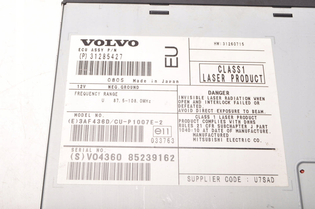 VOLVO C30 S40 C70 V50 NAVIGATION PLATE READER 31285427