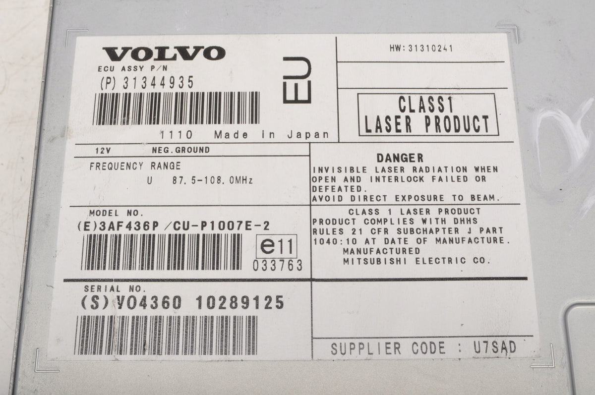 VOLVO C30 S40 II C70 V50 NAVIGATION PLATE READER 31344935