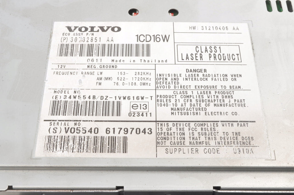 VOLVO C30 S40 II C70 V50 RADIO 30732851
