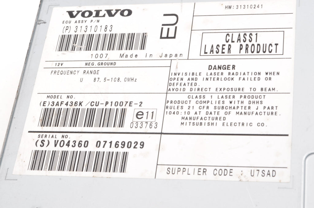 VOLVO C30 S40 II V50 C70 NAVIGATION PLATE READER 31310183