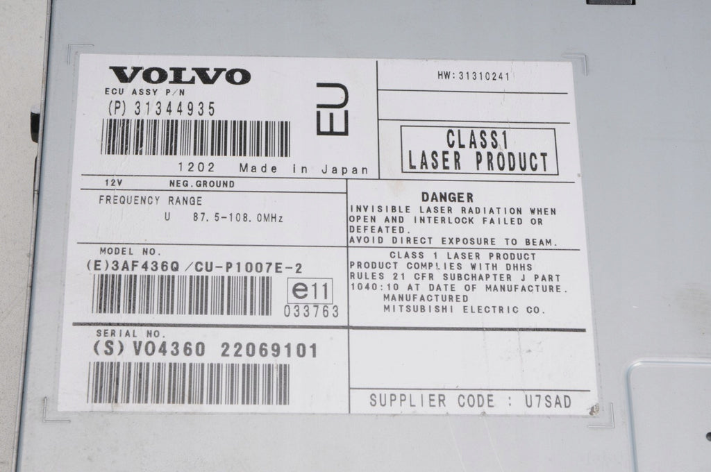 VOLVO C30 S40 II V50 C70 NAVIGATION PLATE READER 31344935