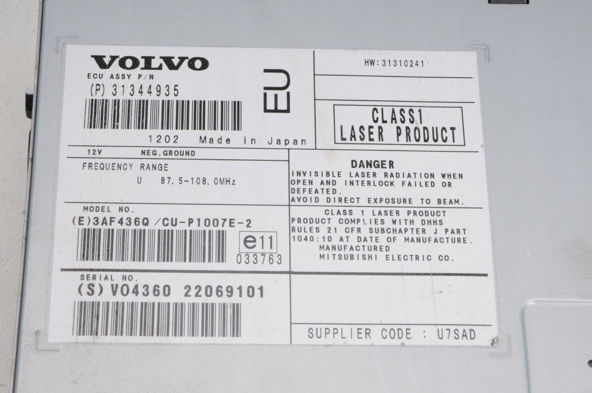 VOLVO C30 S40 II V50 C70 NAVIGATION PLATE READER 31344935