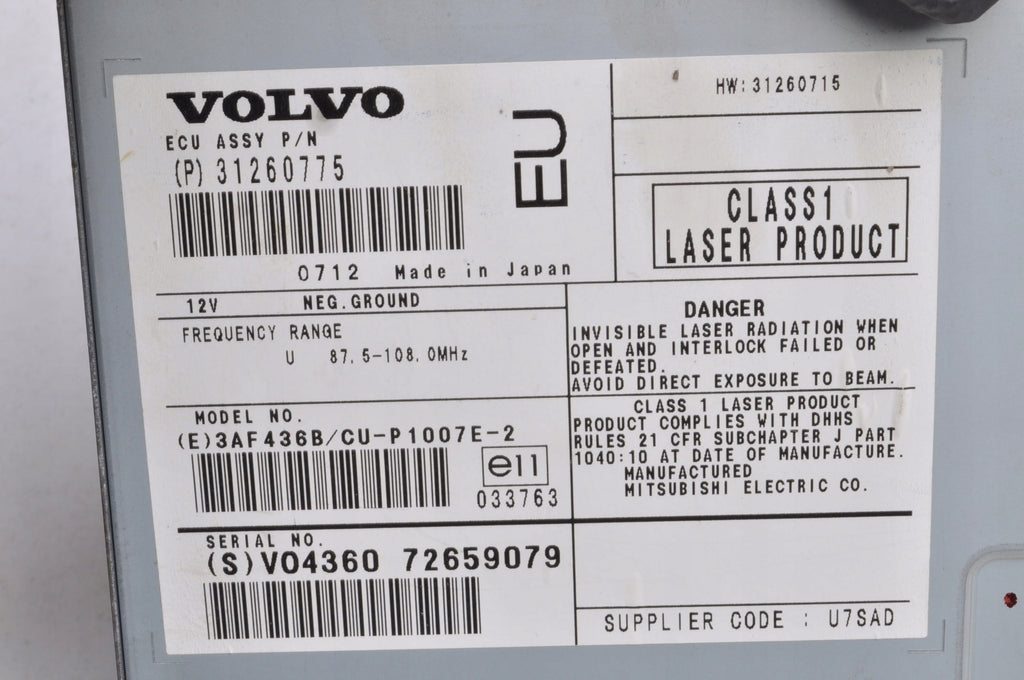 VOLVO C30 S40 II V50 NAVIGATION PLATE READER 31260775 LIFT