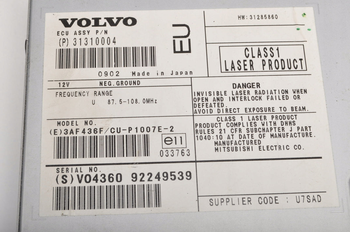 VOLVO S40 II V50 NAVIGATION PLATE READER 31310004