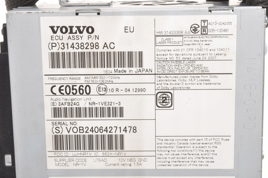 VOLVO V40 II S60 V60 RADIO NAVIGATION 31438298