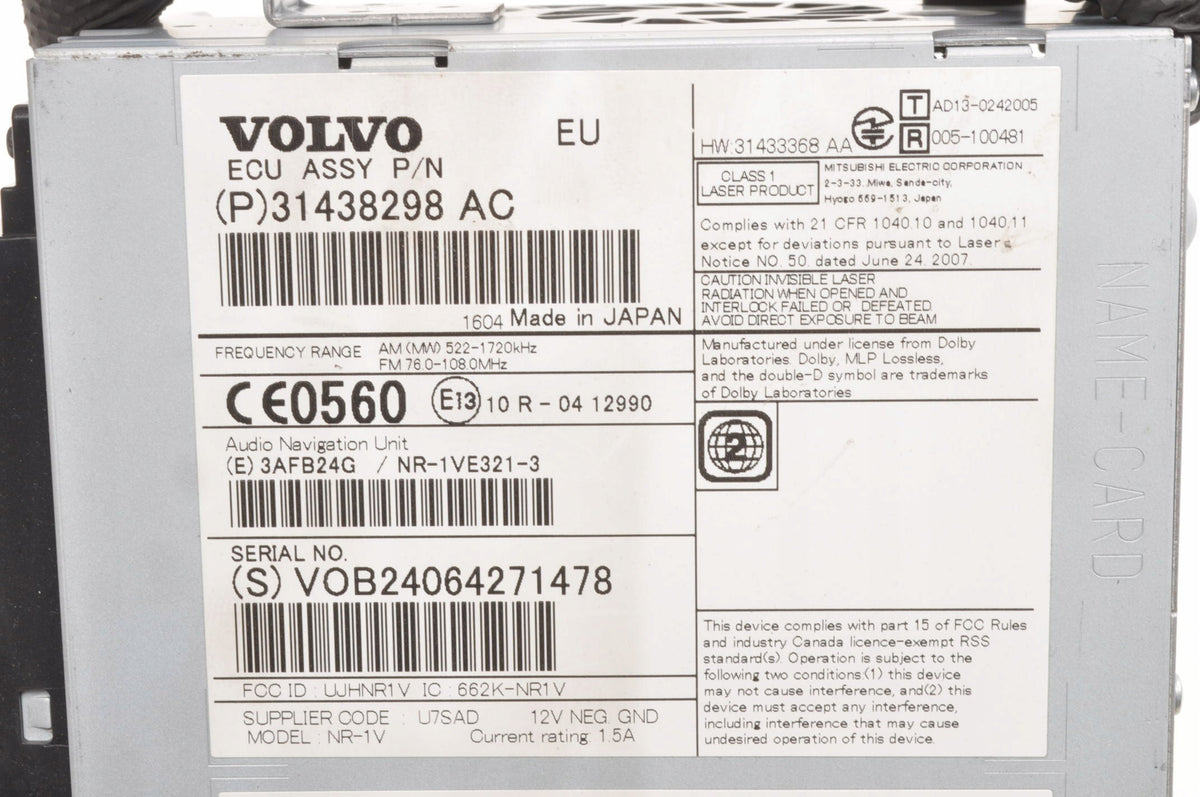 VOLVO V40 II S60 V60 RADIO NAVIGATION 31438298