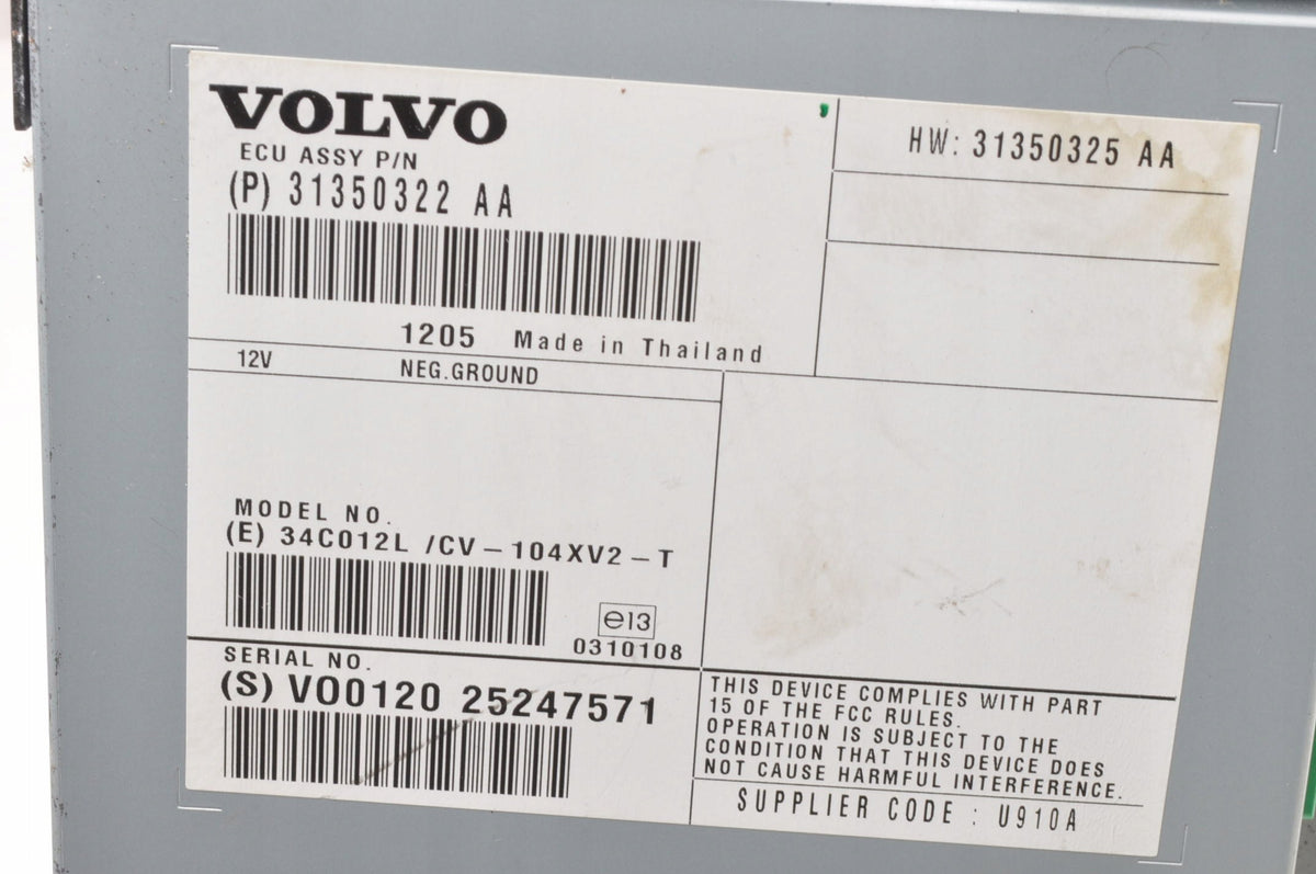 VOLVO V40 II S60 V60 XC60 RADIO AMPLIFIER 31350322