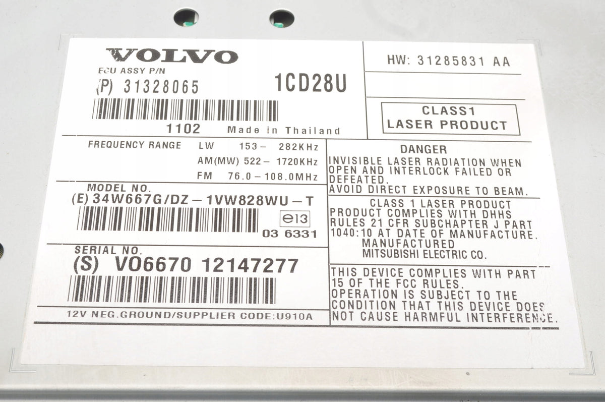 VOLVO XC90 LIFT RADIO READER 31328065