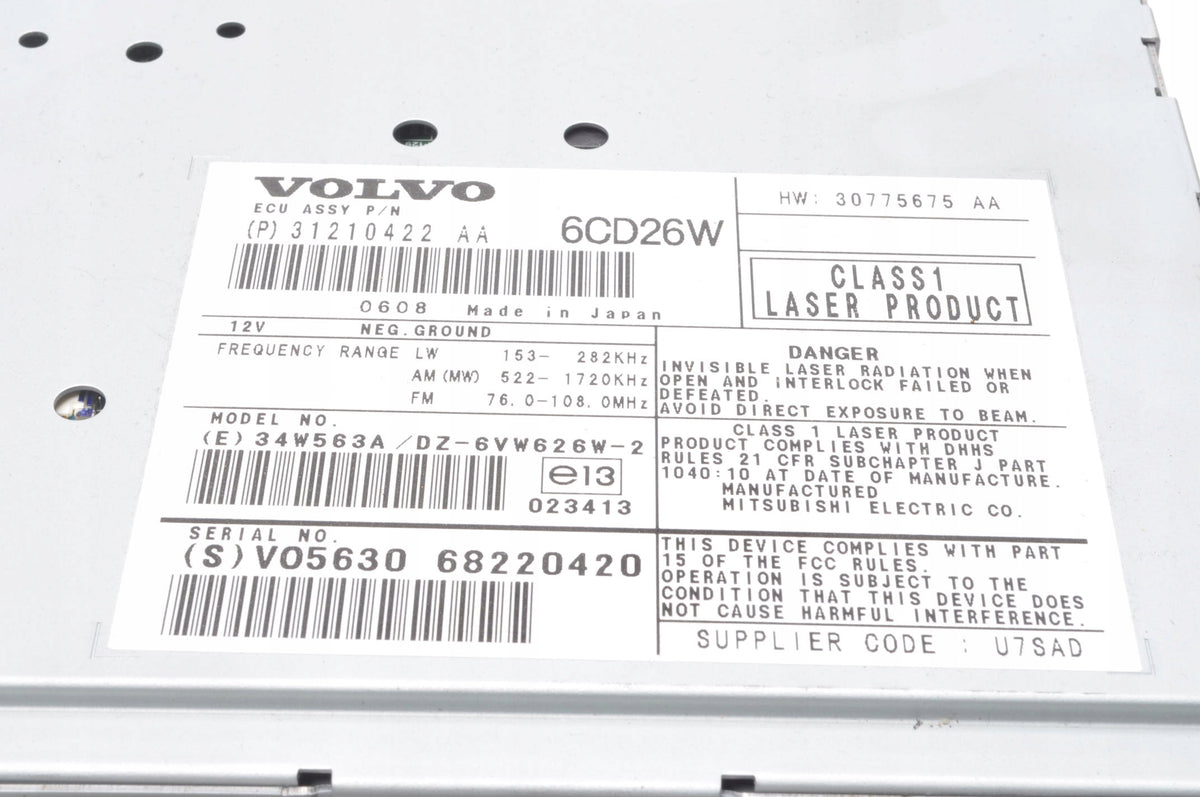 VOLVO XC90 RADIO READER CD 31210422 LIFT