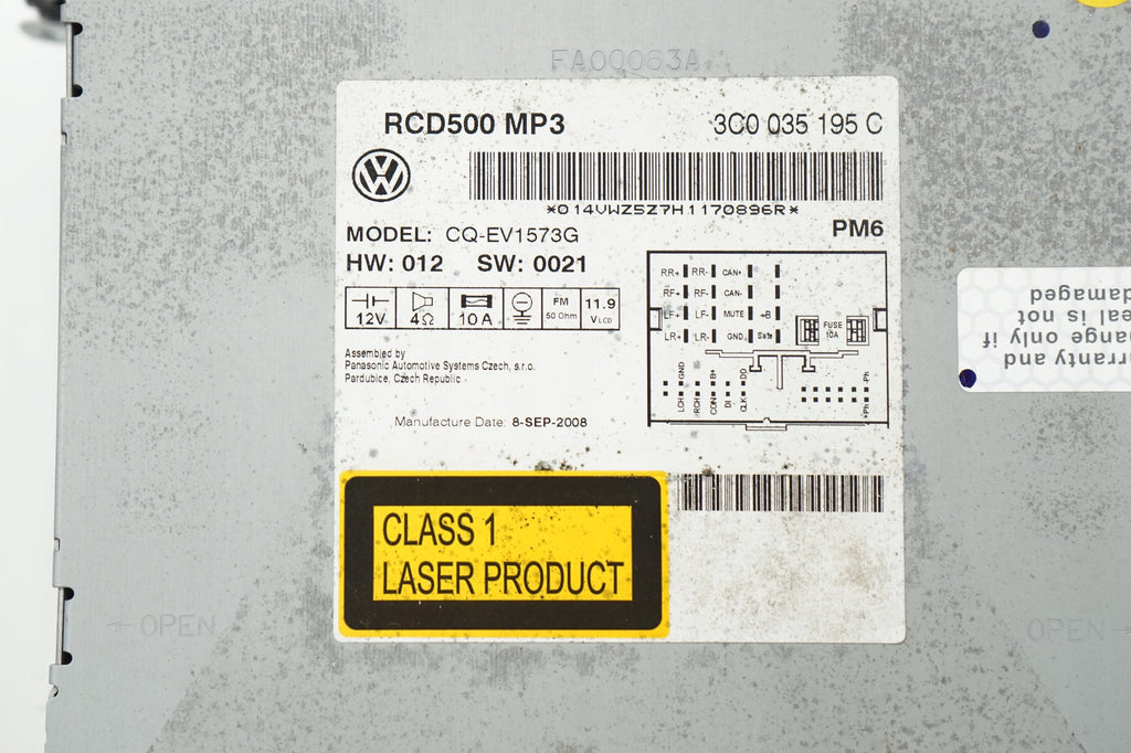 VW GOLF V 2008 Radio CD Player, Part Number 3C0035195C