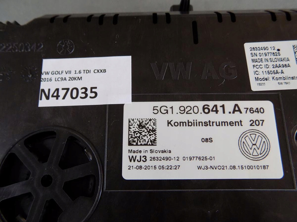 VW GOLF VII 1.6 TDI COUNTER CLOCKS 5G1920641A