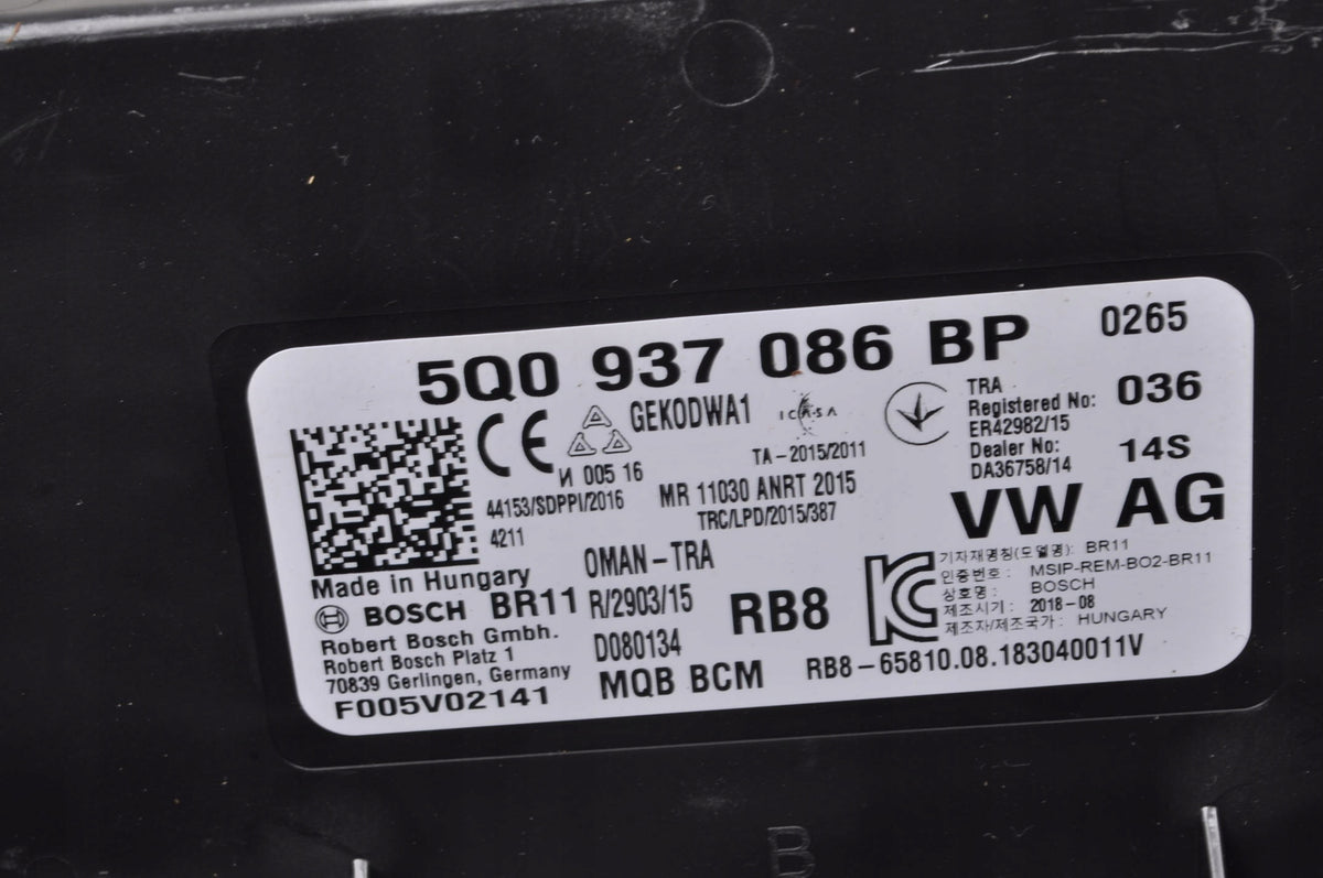 VW GOLF VII SKODA OCTAVIA III RELAY MODULE COMFORT MODULE 5Q0937086BP