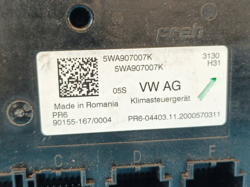 VW GOLF VIII VARIANT 1.5e-TSI 2021R MODULE AIR CONDITIONING CONTROLLER 5WA907007K