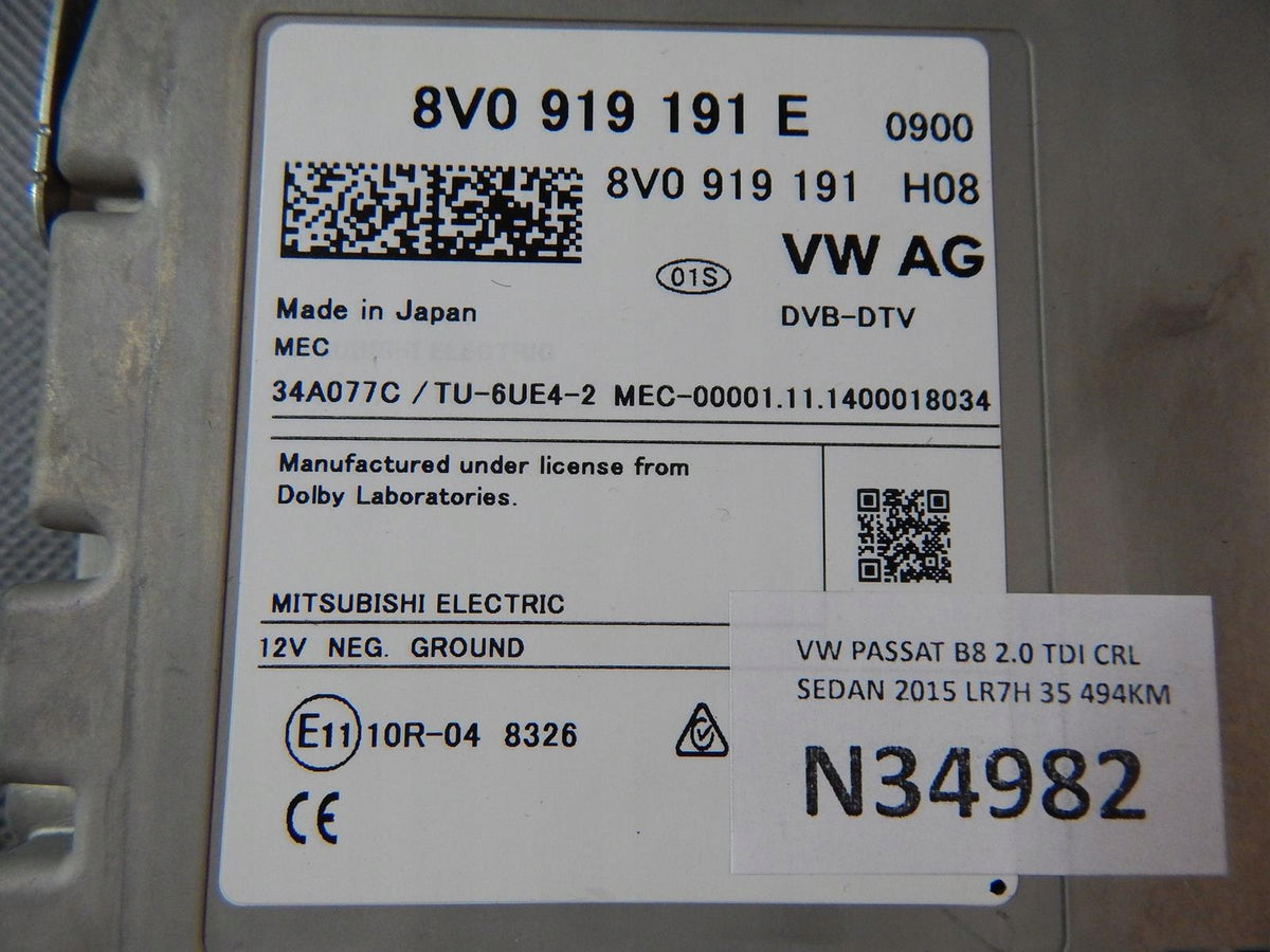 VW PASSAT B8 DIGITAL DVBT TUNER MODULE 8V0919191E