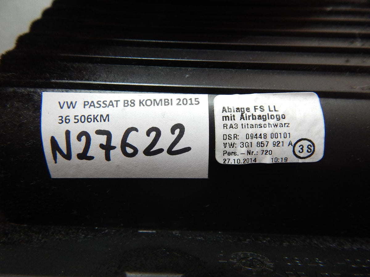 VW PASSAT B8 DRIVER COMPARTMENT 3G1857921A