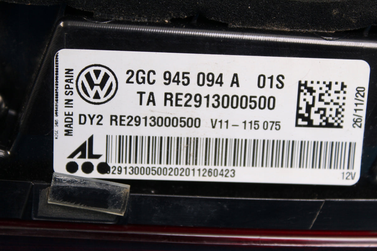 VW T-ROC CONVERTIBLE LAMP REAR RIGHT AFTER FLOODING 2GC945094A 2021R