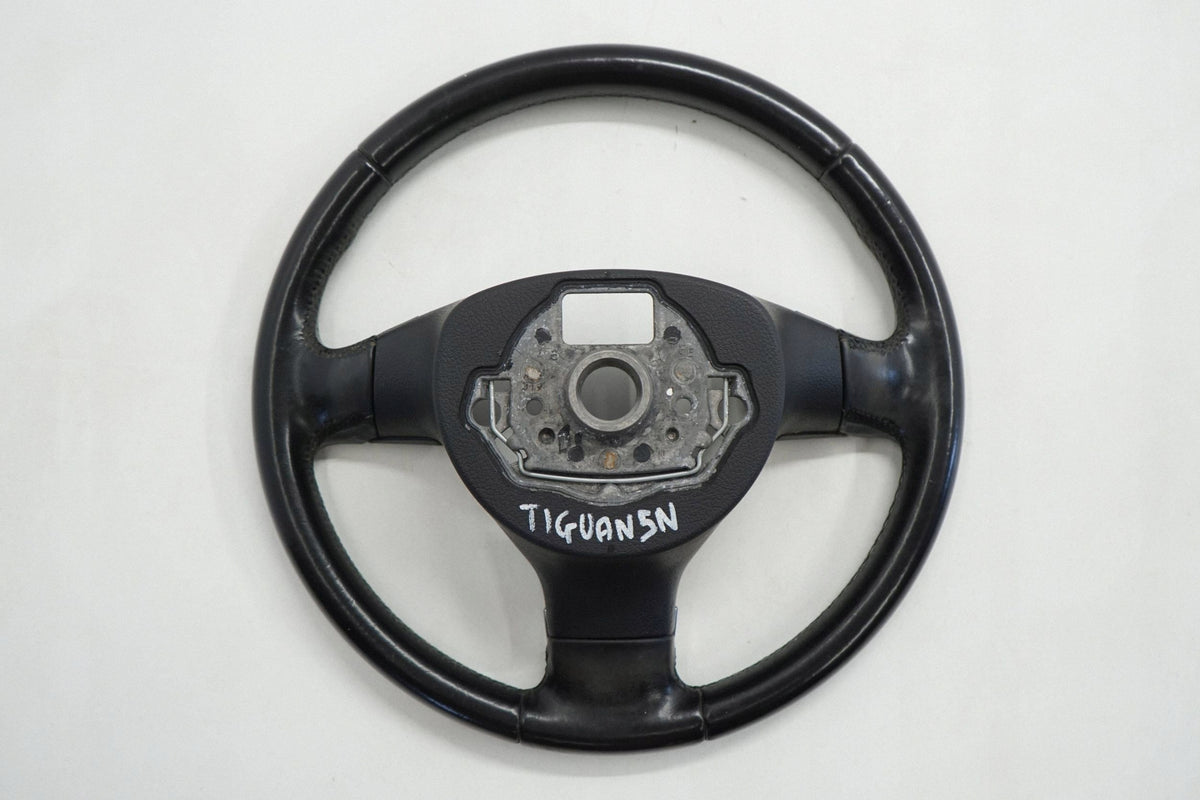 VW TIGUAN 5N 08R STEERING WHEEL LEATHER BLACK 1T0419091AB