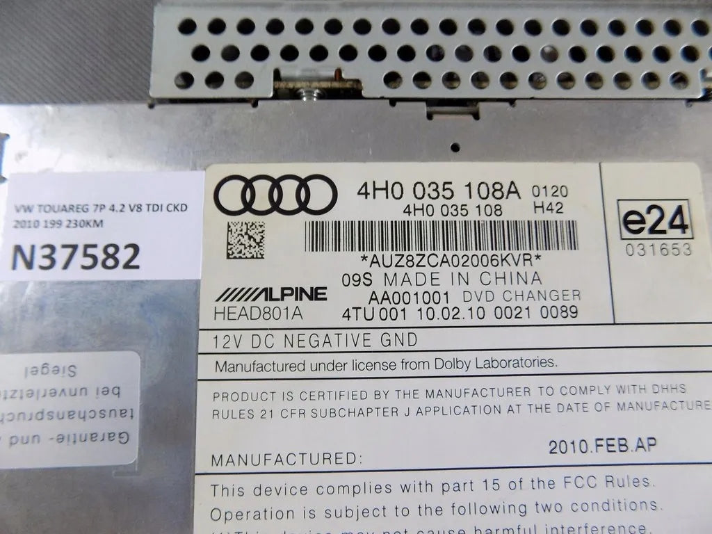 VW TOUAREG 7P DVD CHANGER 4H0035108A