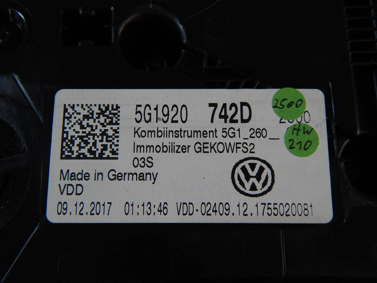 Volkswagen Golf VII 7 Counter clocks 5G1920742D